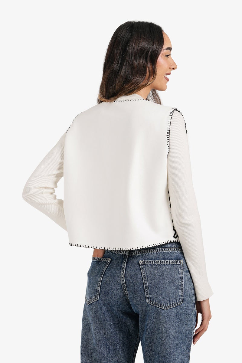 Carina Embroidered Open Vest - Image 4